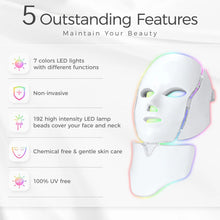 Load image into Gallery viewer, LeSen 7 Colors LED Facial Mask with Neck LED Light
